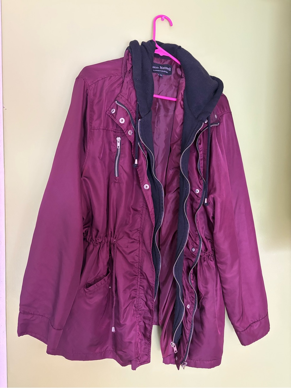 Maroon Women's Lightweight Hooded Anorak Jacket